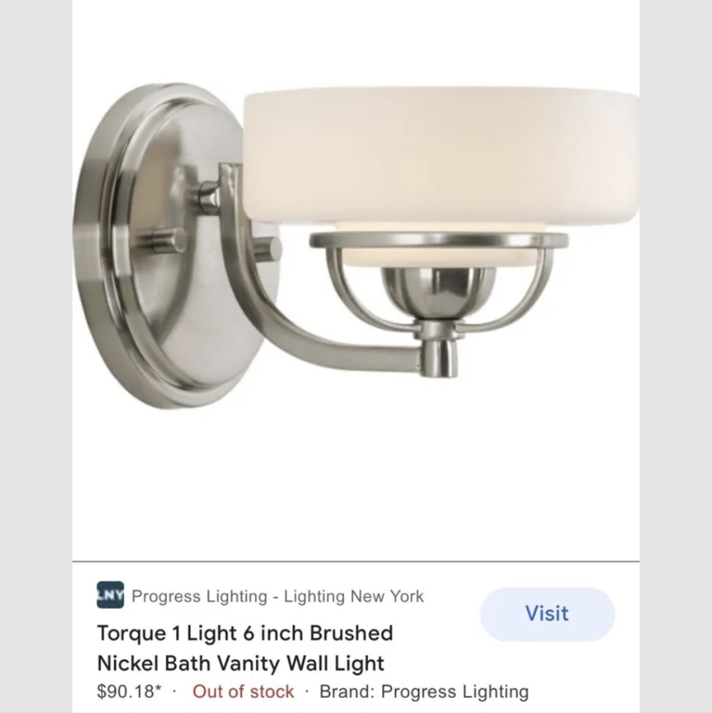 Set of 2 New Brushed Nickel Bathroom Sconce Vanity Lights Progress Lighting